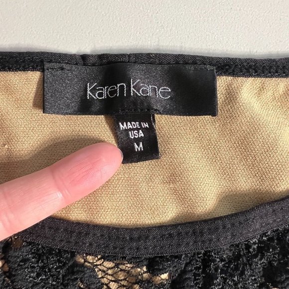 Karen Kane Dress Womens Medium Black Illusion Lace‎ A-Line Mini Cocktail Party - Picture 7 of 14